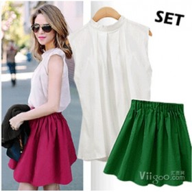 Nylon Sleeveless top with nylon skirt